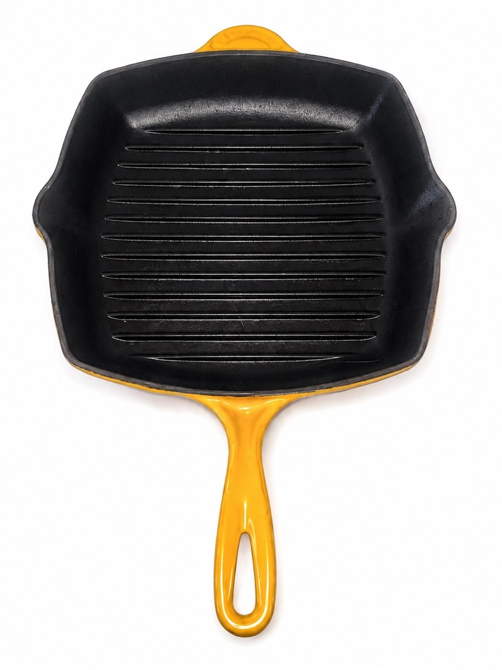 LE CREUSET Grill Pan Yellow Enameled Cast Iron Square 9 inch with Handle Slillet